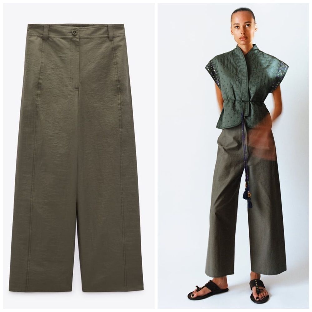 ZARA POPLIN CULOTTES - Picture 2 of 9